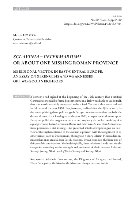 Sclavinia – Intermarium? Or About One Missing Roman Province