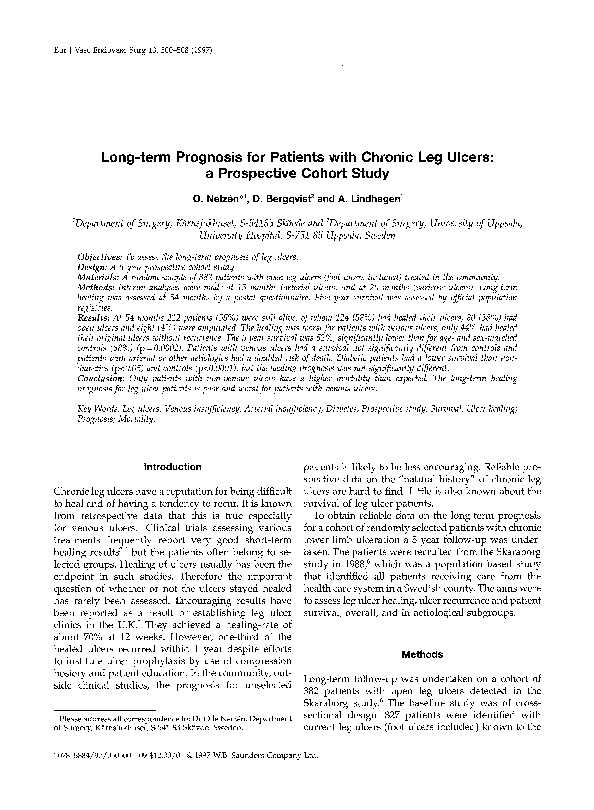 (PDF) Long-term prognosis for patients with chronic leg ulcers: a ...