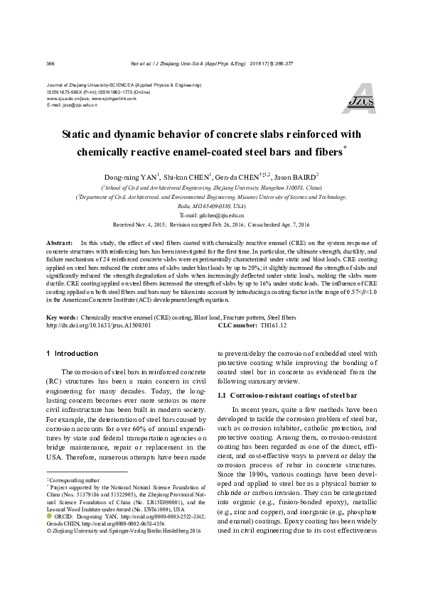 (PDF) Static and dynamic behavior of concrete slabs reinforced with ...
