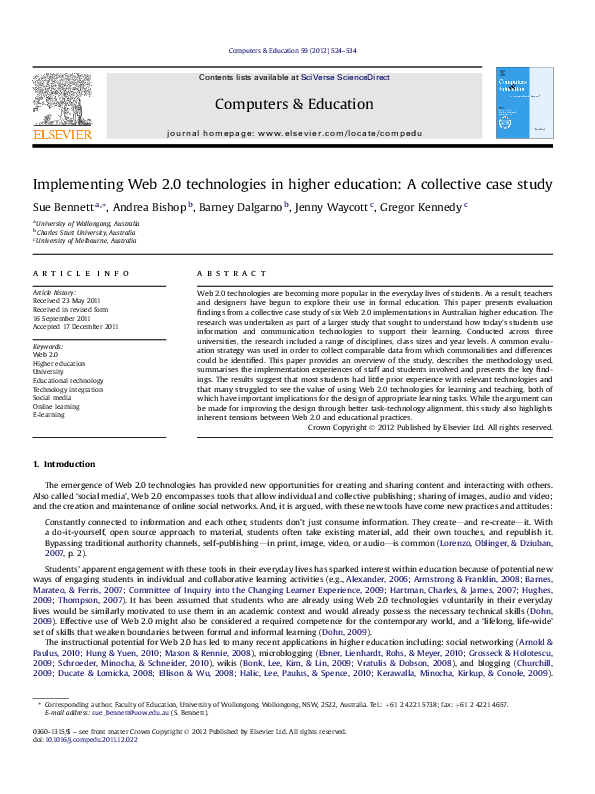 (PDF) Implementing Web 2.0 technologies in higher education: A ...