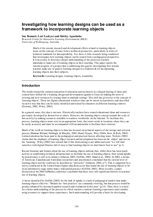 (PDF) Investigating how learning designs can be used as a framework to ...