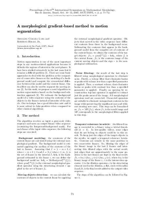 (PDF) A morphological gradient-based method to motion segmentation
