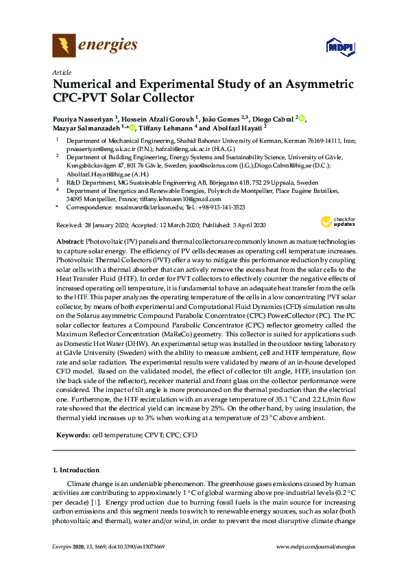 (PDF) Numerical and Experimental Study of an Asymmetric CPC-PVT Solar ...