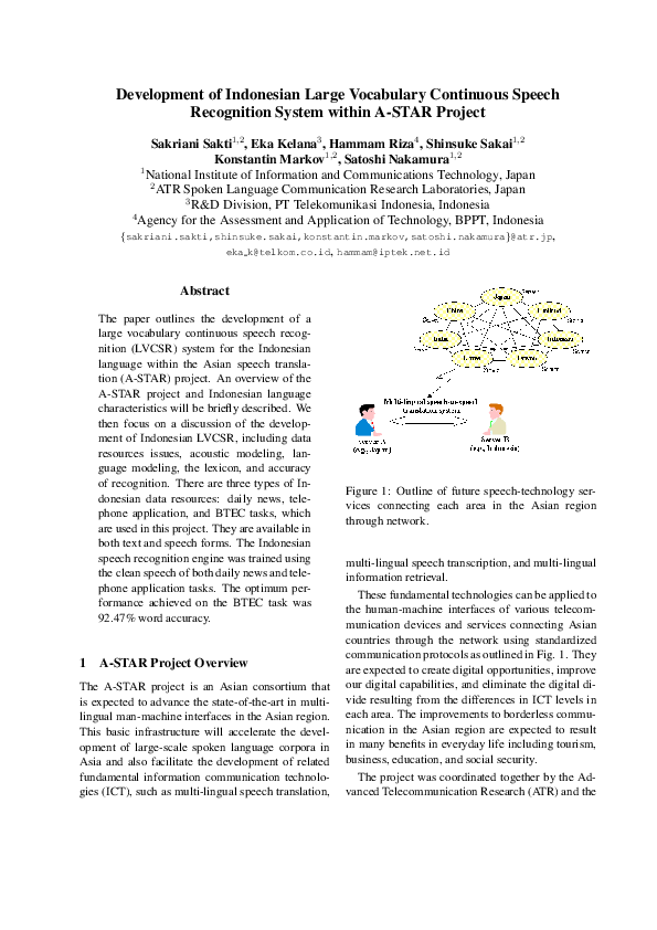 (PDF) Development of Indonesian large vocabulary continuous speech ...