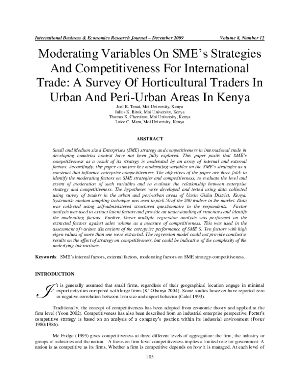 (PDF) Moderating Variables On SMEs Strategies And Competitiveness For ...