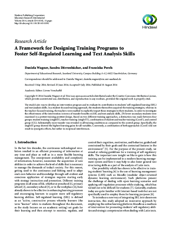 (PDF) A Framework for Designing Training Programs to Foster Self ...
