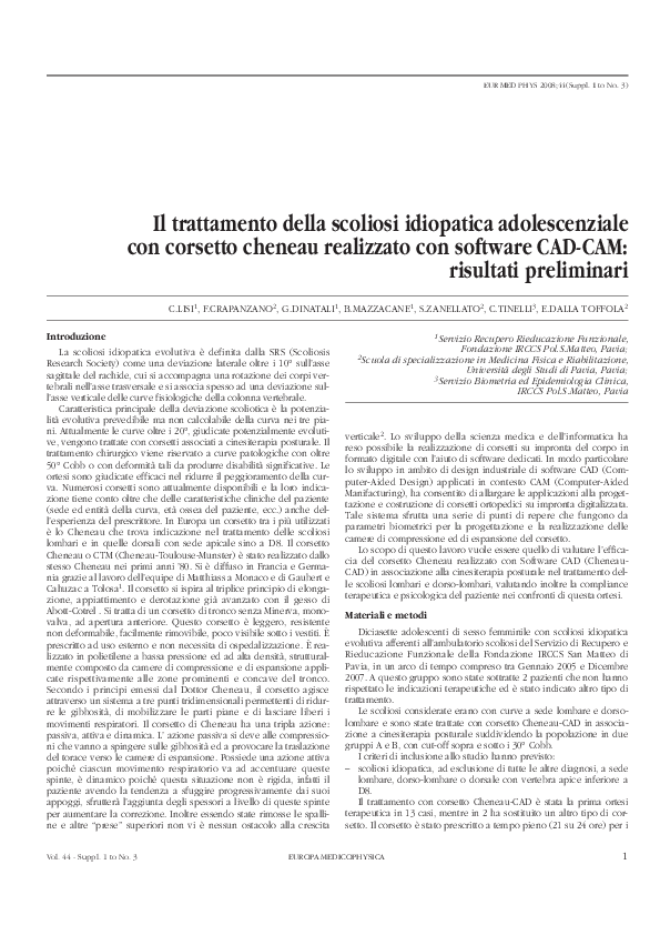(PDF) Il trattamento della scoliosi idiopatica adolescenziale con ...