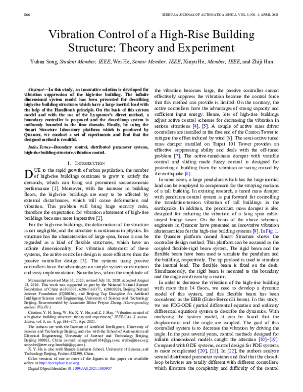 (PDF) Vibration Control of a HighRise Building Structure Theory and