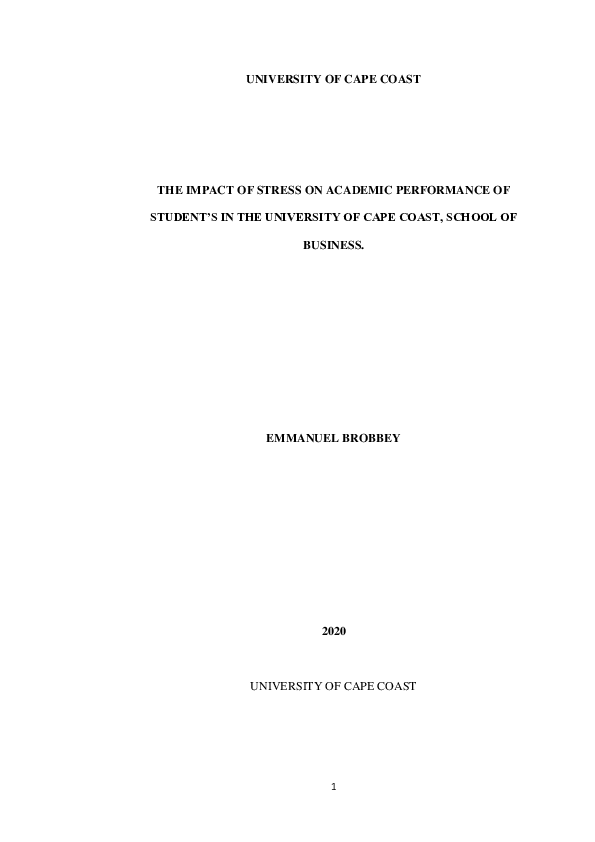 (PDF) THE IMPACT OF STRESS ON THE ACADEMIC PERFORMANCE OF STUDENTS IN ...