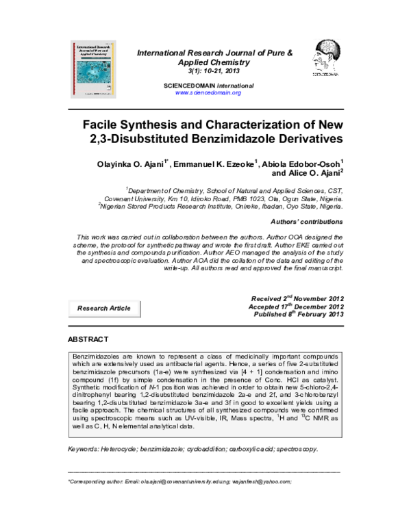 (PDF) Facile Synthesis and Characterization of New 2,3-Disubstituted ...