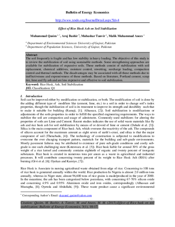 (PDF) Effect of Rice Husk Ash on Soil Stabilization