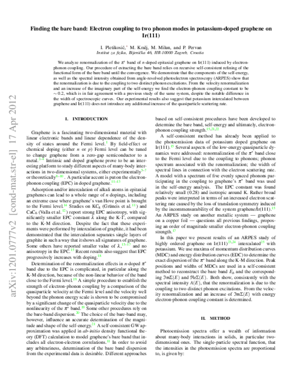(PDF) Finding the bare band: Electron coupling to two phonon modes in ...