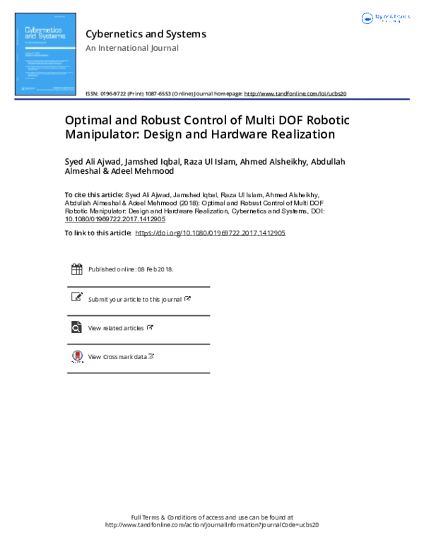 (PDF) Optimal and Robust Control of Multi DOF Robotic Manipulator ...
