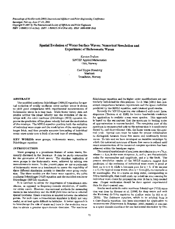 (PDF) Spatial Evolution of Water Surface Waves: Numerical Simulation ...