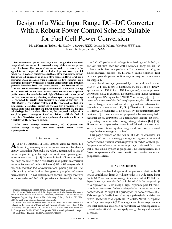 (PDF) Design of a Wide Input Range DC–DC Converter With a Robust Power ...