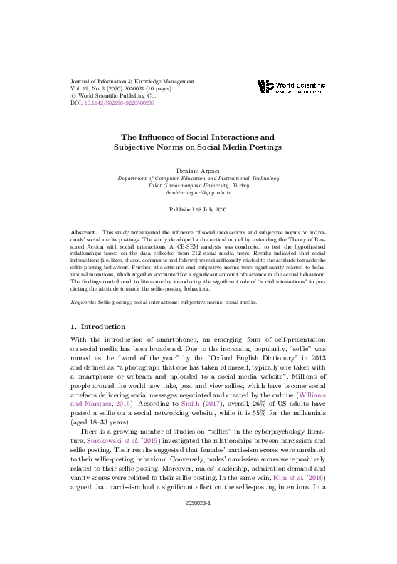 (PDF) The Influence of Social Interactions and Subjective Norms on ...