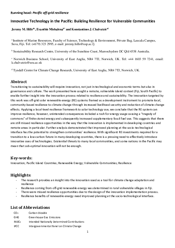 (PDF) Innovative technology in the Pacific: Building resilience for ...