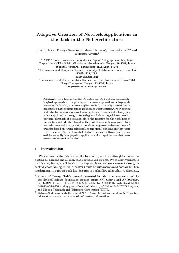 (PDF) Adaptive Creation of Network Applications in the Jack-in-the-Net ...