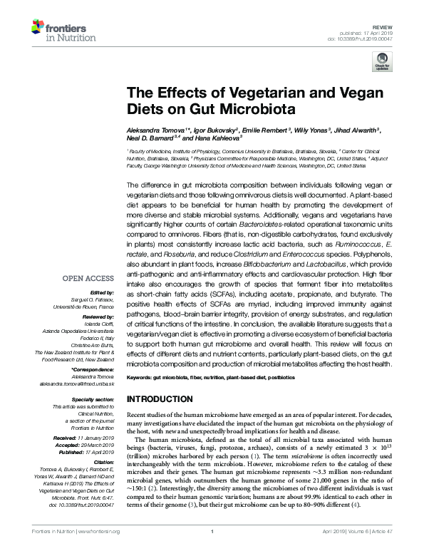 (PDF) The Effects of Vegetarian and Vegan Diets on Gut Microbiota