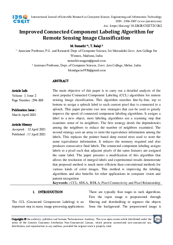 (PDF) Improved Connected Component Labeling Algorithm for Remote ...