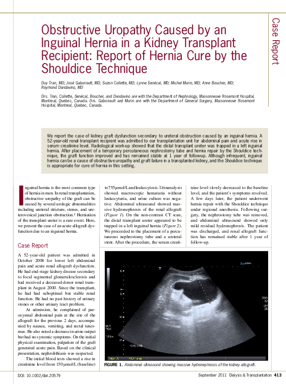 (PDF) Obstructive uropathy caused by an inguinal hernia in a kidney