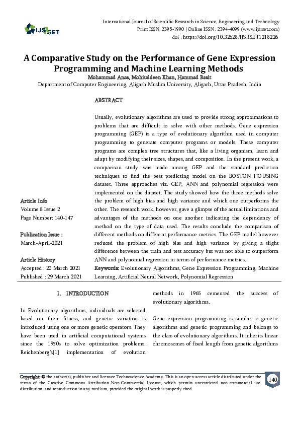 (PDF) A Comparative Study on the Performance of Gene Expression ...