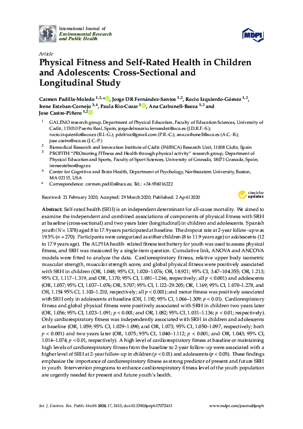 (PDF) Physical Fitness and Self-Rated Health in Children and ...