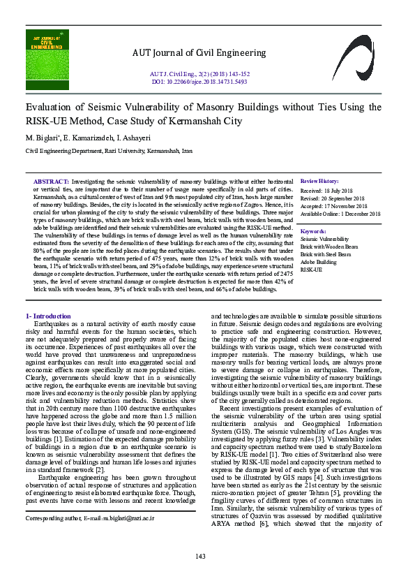 (PDF) Evaluation of Seismic Vulnerability of Masonry Buildings without ...