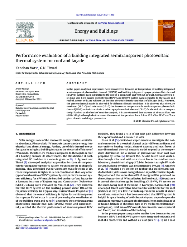 (PDF) Performance evaluation of a building integrated semitransparent ...