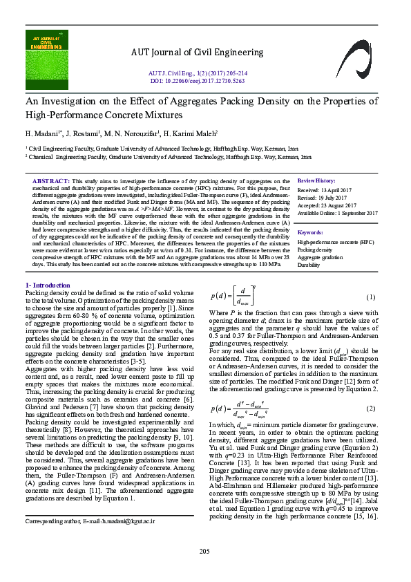 (PDF) An Investigation on the Effect of Aggregates Packing Density on ...