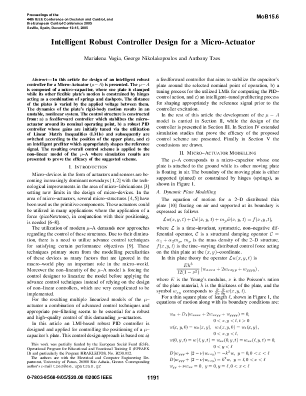 (PDF) Intelligent Robust Controller Design for a Micro-actuator
