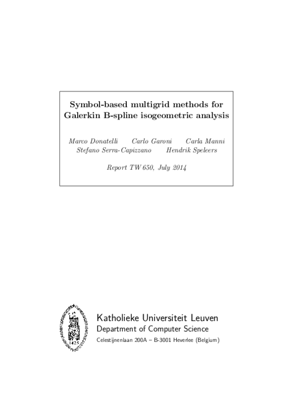 (PDF) Symbol-Based Multigrid Methods for Galerkin B-Spline Isogeometric ...