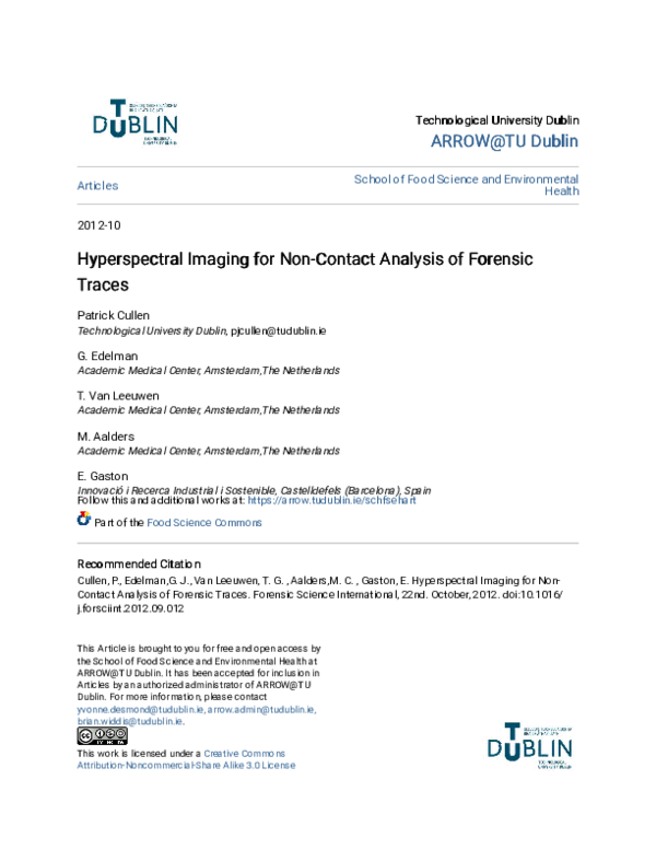 (PDF) Hyperspectral imaging for non-contact analysis of forensic traces