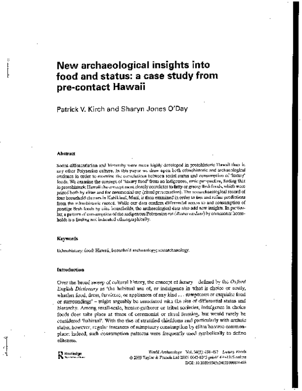 (PDF) World Archaeology, 2003 New Archaeological Insights into Food and ...