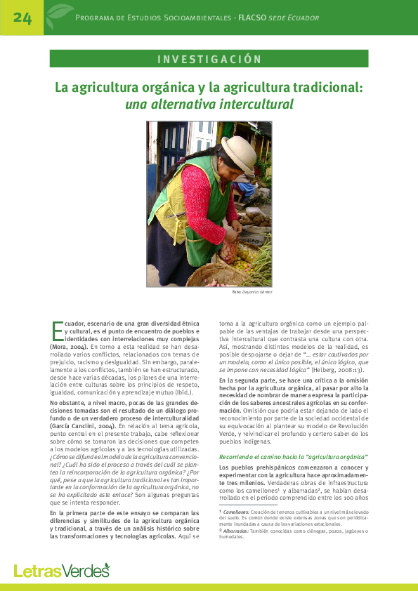 (PDF) La agricultura orgánica y la agricultura tradicional una alternativa intercultural