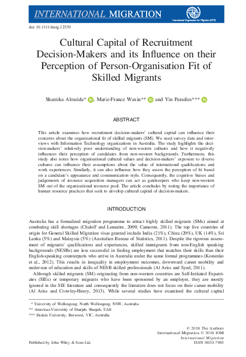 (PDF) Cultural Capital of Recruitment Decision-Makers and its Influence ...