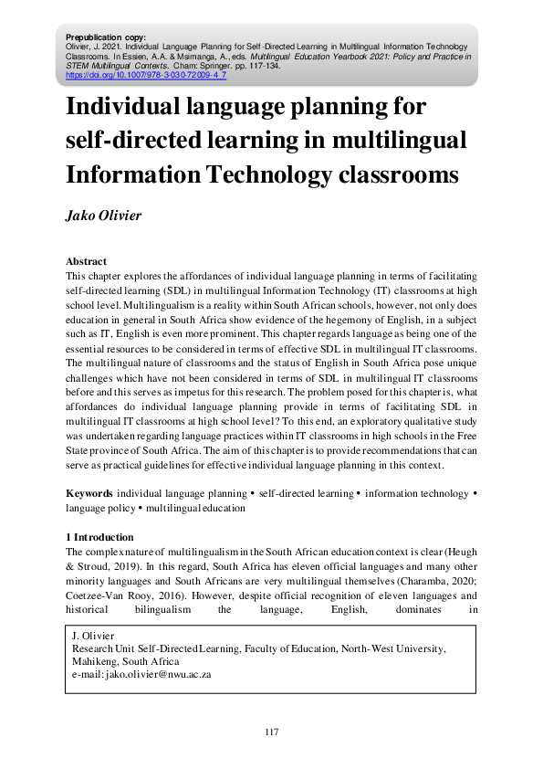 (PDF) Individual language planning for self-directed learning in ...