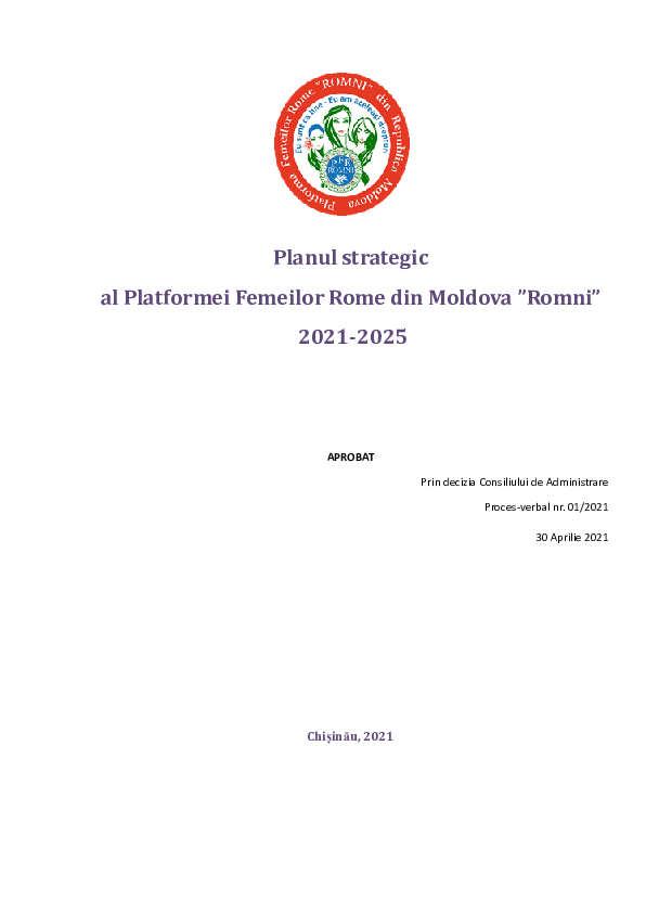 (PDF) Planul strategic Platforma Femeilor Rome din Molddova ROMNI 2021-2025