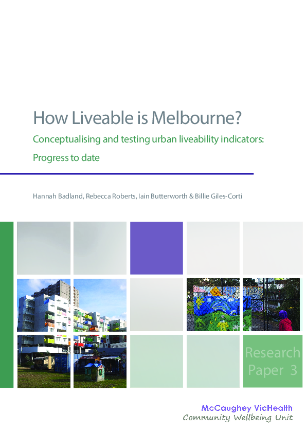 (PDF) How Liveable is Melbourne? Conceptualising and testing urban ...
