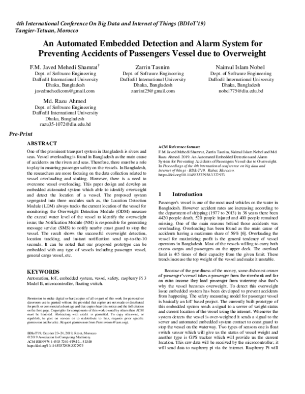 (PDF) An Automated Embedded Detection and Alarm System for Preventing ...
