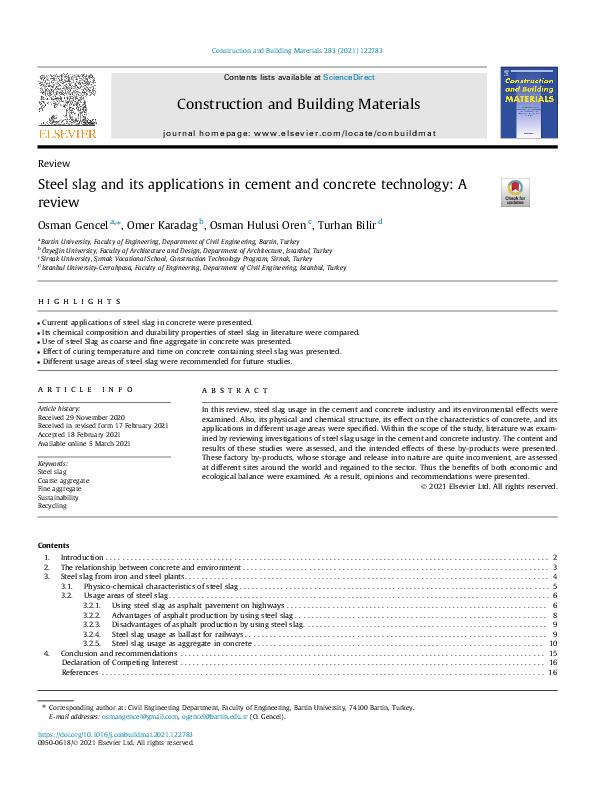 (PDF) Steel slag and its applications in cement and concrete technology ...