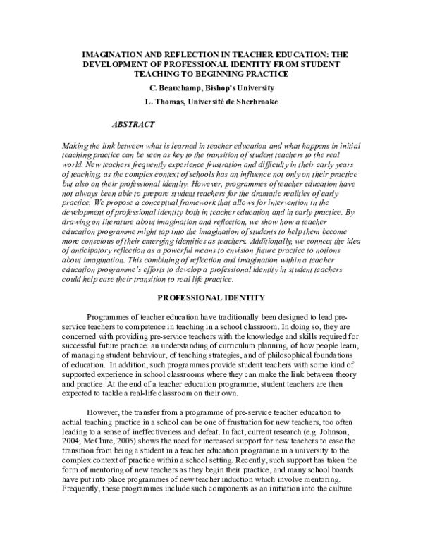 (PDF) Imagination and Reflection in Teacher Education: The Development ...