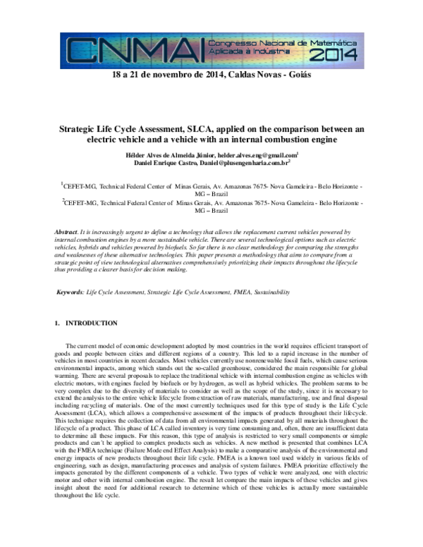 (PDF) Strategic Life Cycle Assessment, SLCA, applied on the comparison ...