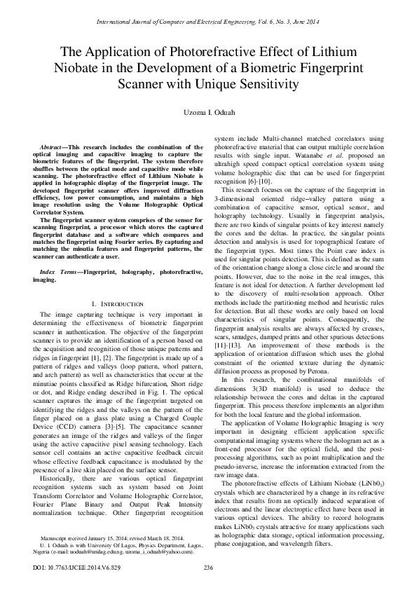 (PDF) The Application of Photorefractive Effect of Lithium Niobate in ...