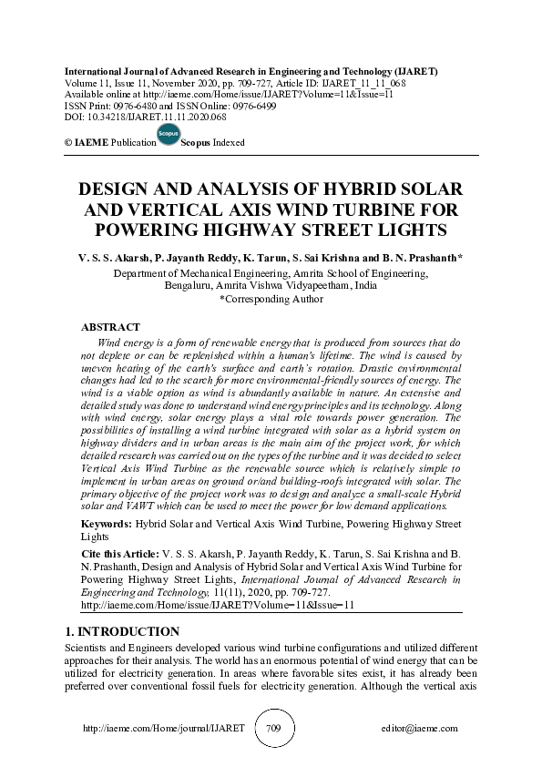 (PDF) DESIGN AND ANALYSIS OF HYBRID SOLAR AND VERTICAL AXIS WIND ...
