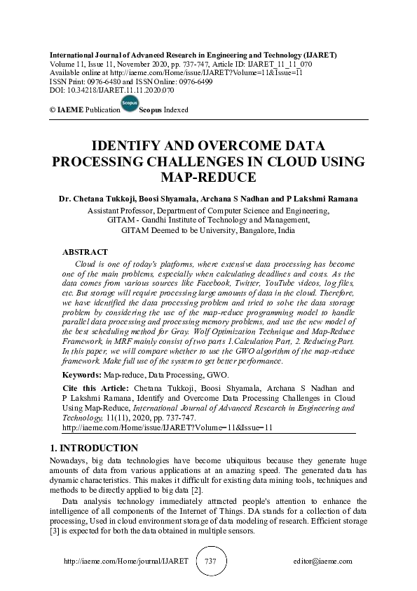 (PDF) IDENTIFY AND OVERCOME DATA PROCESSING CHALLENGES IN CLOUD USING ...