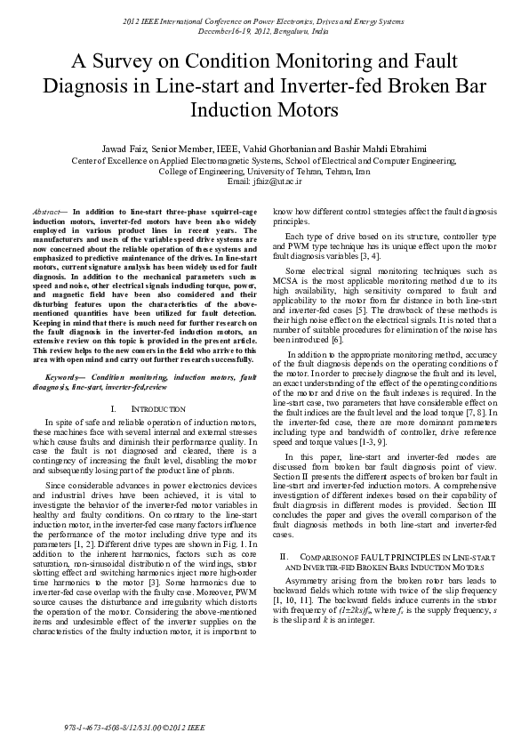 (PDF) A survey on condition monitoring and fault diagnosis in line ...