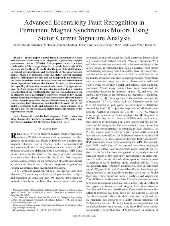 (PDF) Advanced Eccentricity Fault Recognition in Permanent