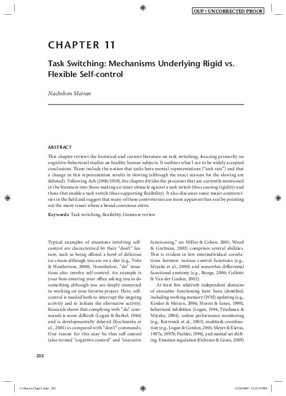 (PDF) Task Switching: Mechanisms Underlying Rigid vs. Flexible Self-Control