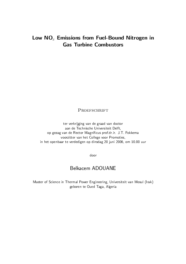 (PDF) Low NOx emissions from fuel-bound nitrogen in gas turbine combustors